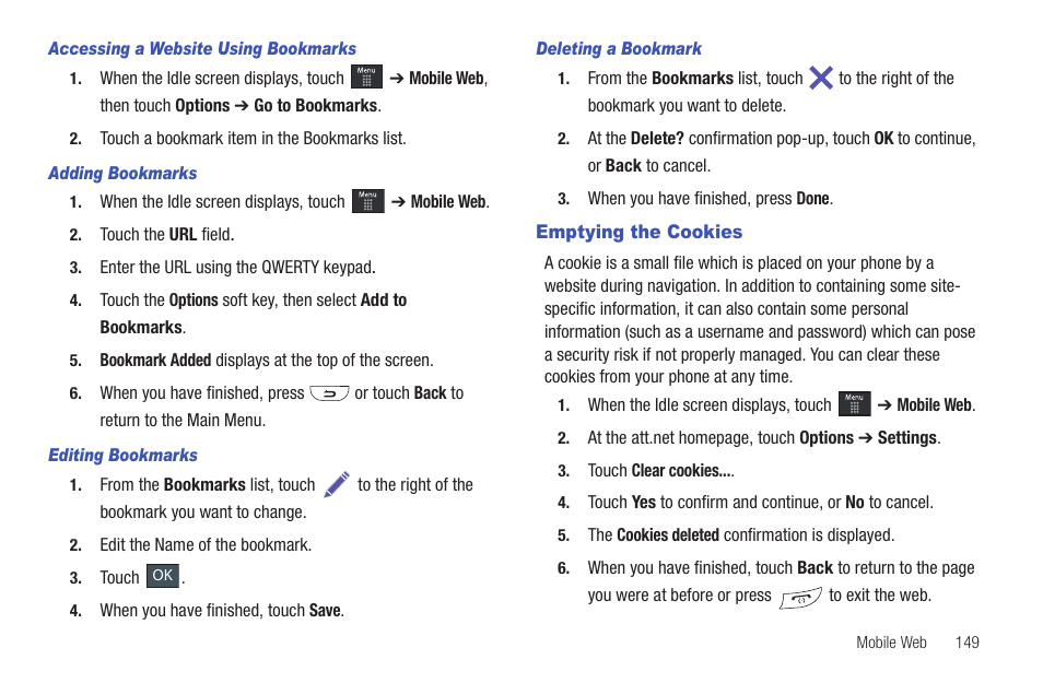 Emptying the cookies | Samsung GH46-00842A User Manual | Page 153 / 226
