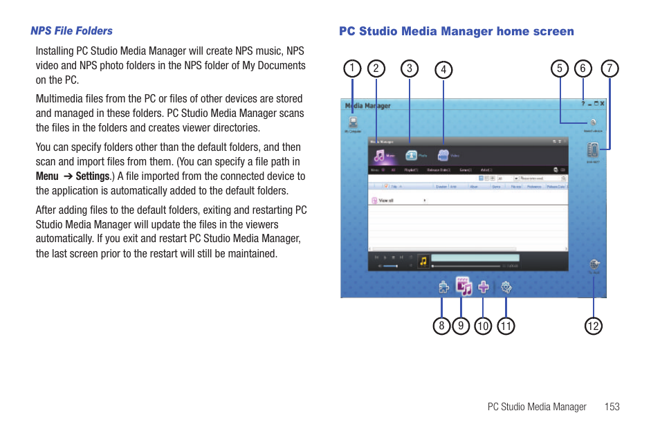 Pc studio media manager home screen | Samsung GH46-00842A User Manual | Page 157 / 226