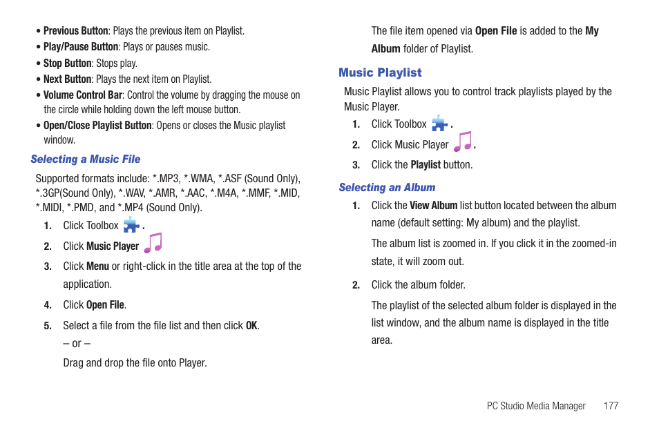 Music playlist | Samsung GH46-00842A User Manual | Page 181 / 226