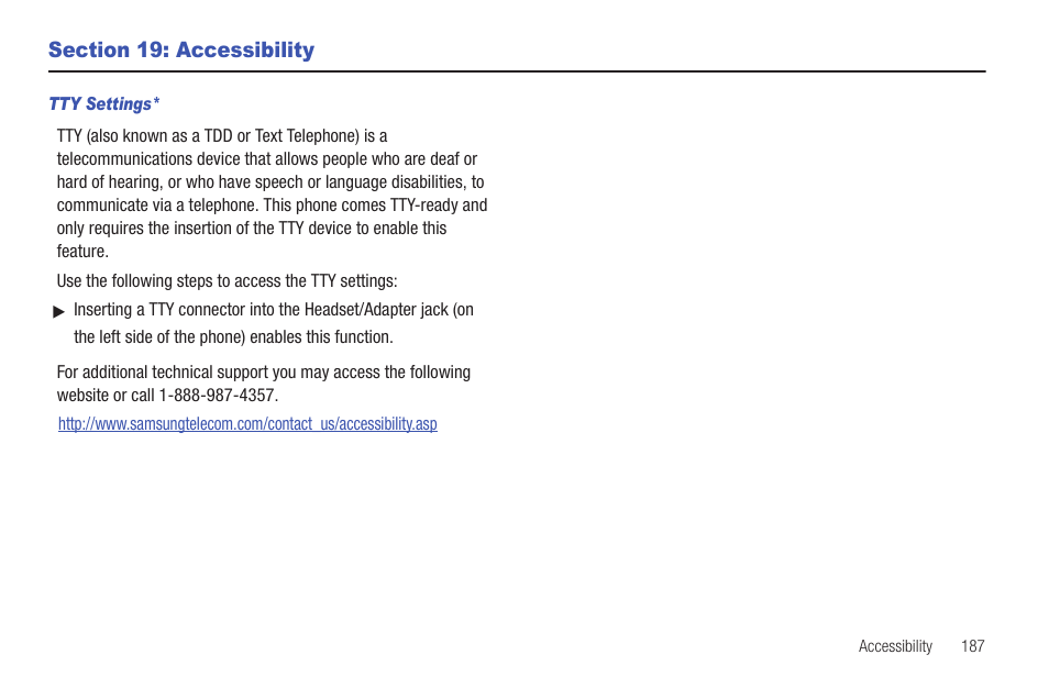 Section 19: accessibility | Samsung GH46-00842A User Manual | Page 191 / 226