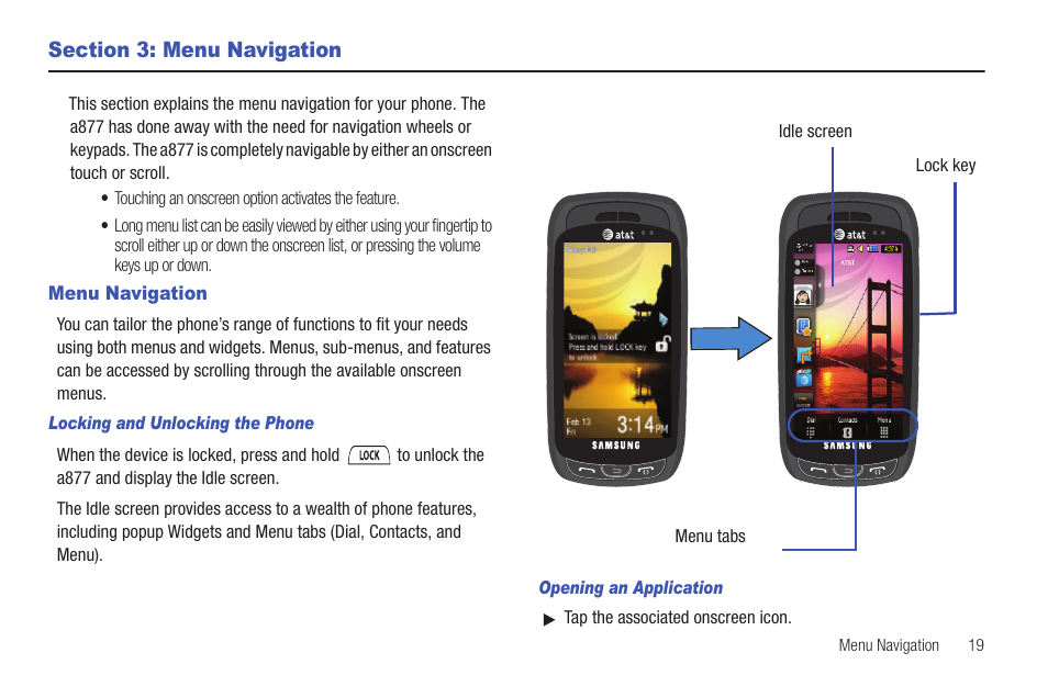 Section 3: menu navigation, Menu navigation | Samsung GH46-00842A User Manual | Page 23 / 226