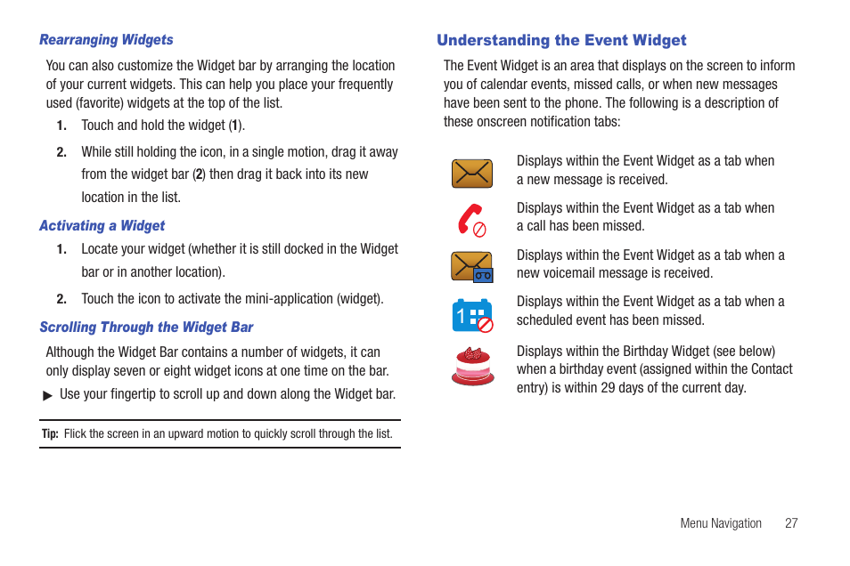 Understanding the event widget | Samsung GH46-00842A User Manual | Page 31 / 226