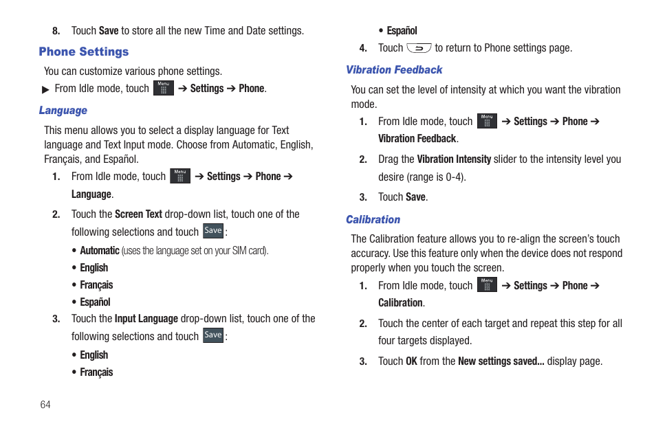 Phone settings | Samsung GH46-00842A User Manual | Page 68 / 226