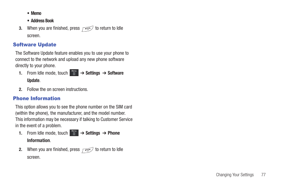 Software update, Phone information, Software update phone information | Samsung GH46-00842A User Manual | Page 81 / 226