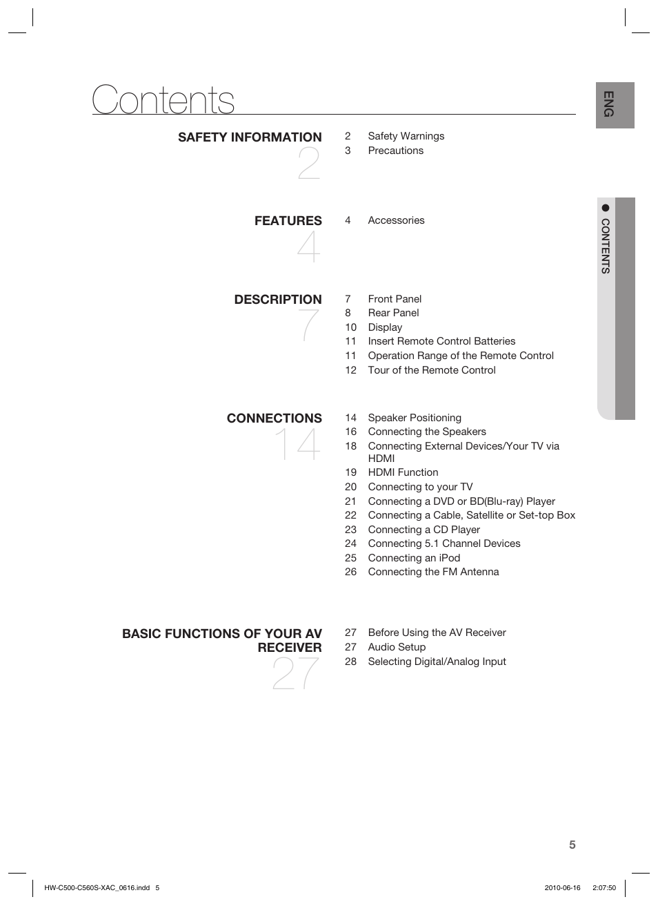 Samsung HW-C500 User Manual | Page 5 / 57