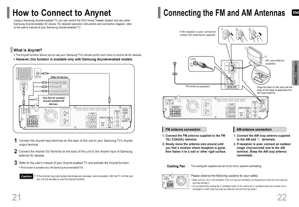 Connecting the fm and am antennas s, Fm antenna connection, I am antenna connection | How to connect to anynet | Samsung HT-HDP40 User Manual | Page 12 / 38
