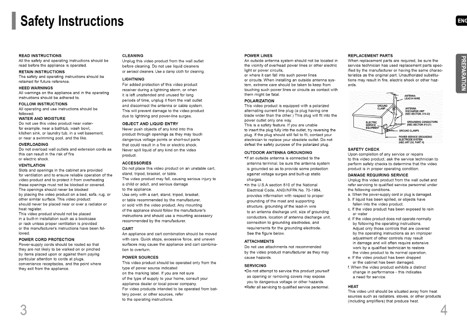 Safety instructions, Read instructions, Retain instructions | Heed warnings, Follow instructions, Water and moisture, Overloading, Ventilation, Power cord protection, Cleaning | Samsung HT-HDP40 User Manual | Page 3 / 38