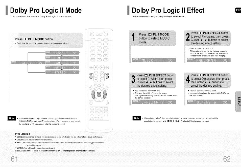 Dolby pro logic ii mode, Dolby pro logic ii effect, Press lei pl ii mode | Dolby pro logic, Mode, Effect | Samsung HT-HDP40 User Manual | Page 32 / 38
