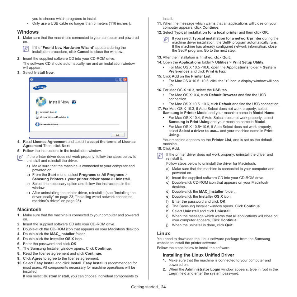 Windows, Macintosh, Linux | Samsung CLP-775 SERIES User Manual | Page 24 / 101