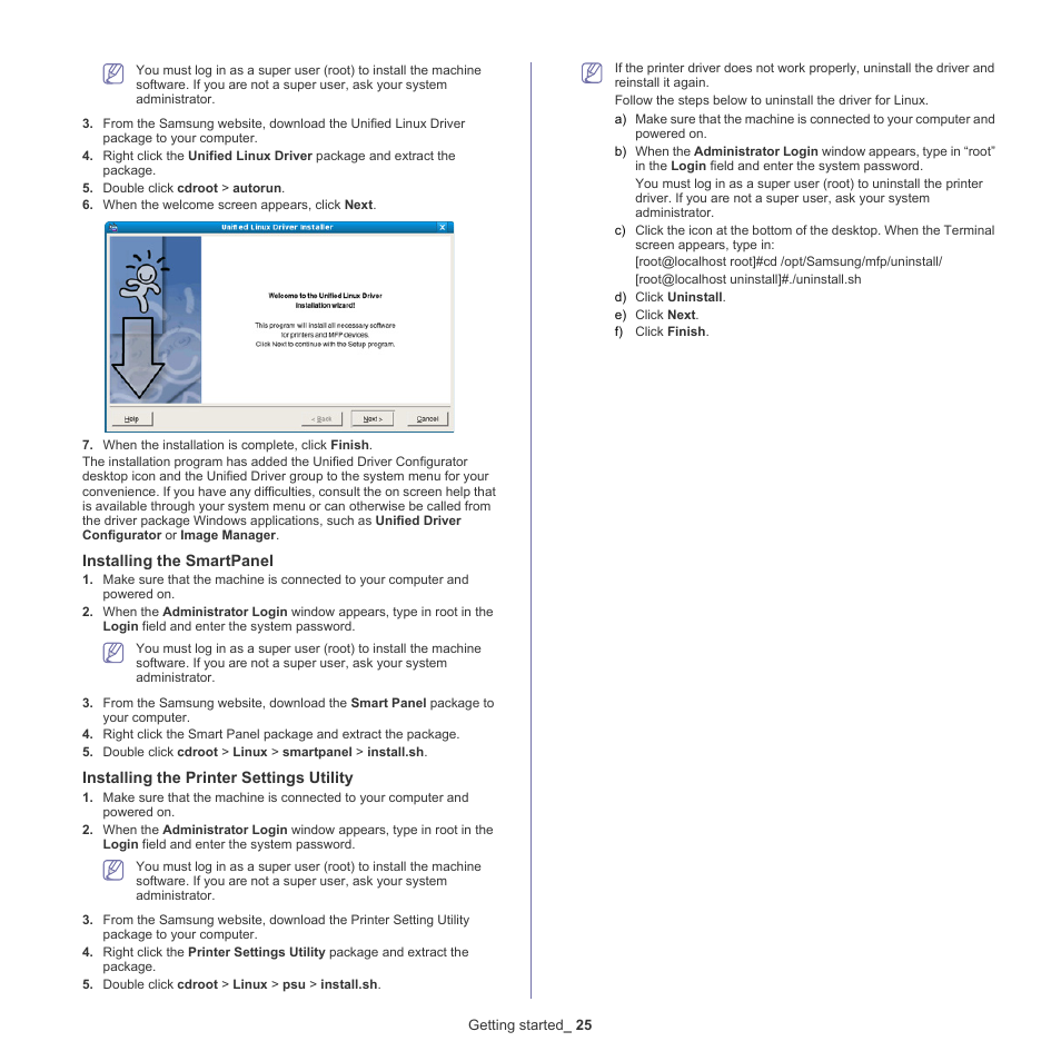 Installing the smartpanel, Installing the printer settings utility | Samsung CLP-775 SERIES User Manual | Page 25 / 101