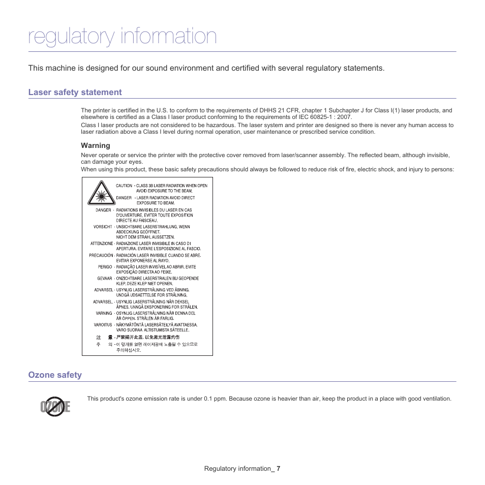 Regulatory information | Samsung CLP-775 SERIES User Manual | Page 7 / 101