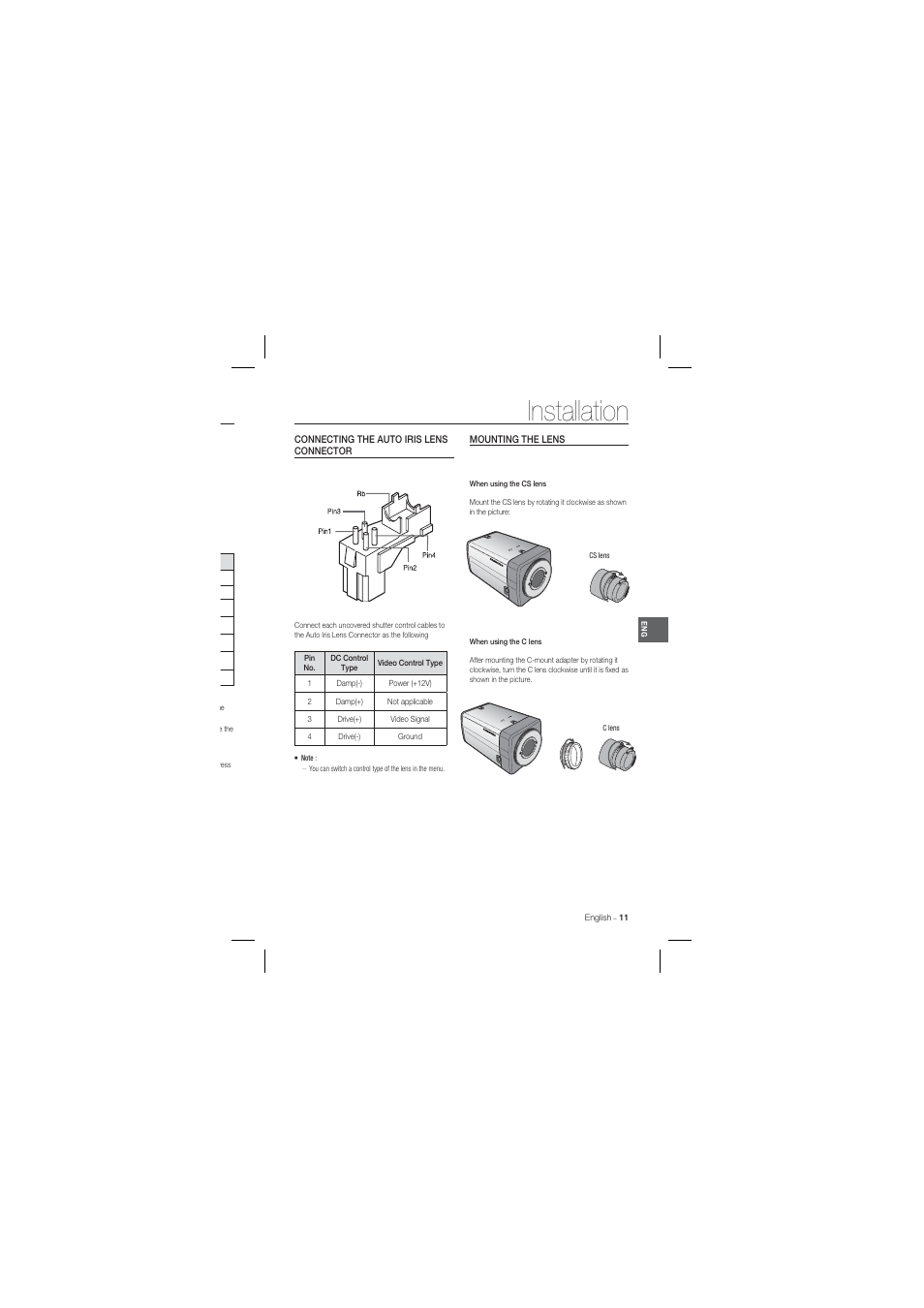 Installation | Samsung SCC-B1331 User Manual | Page 11 / 29