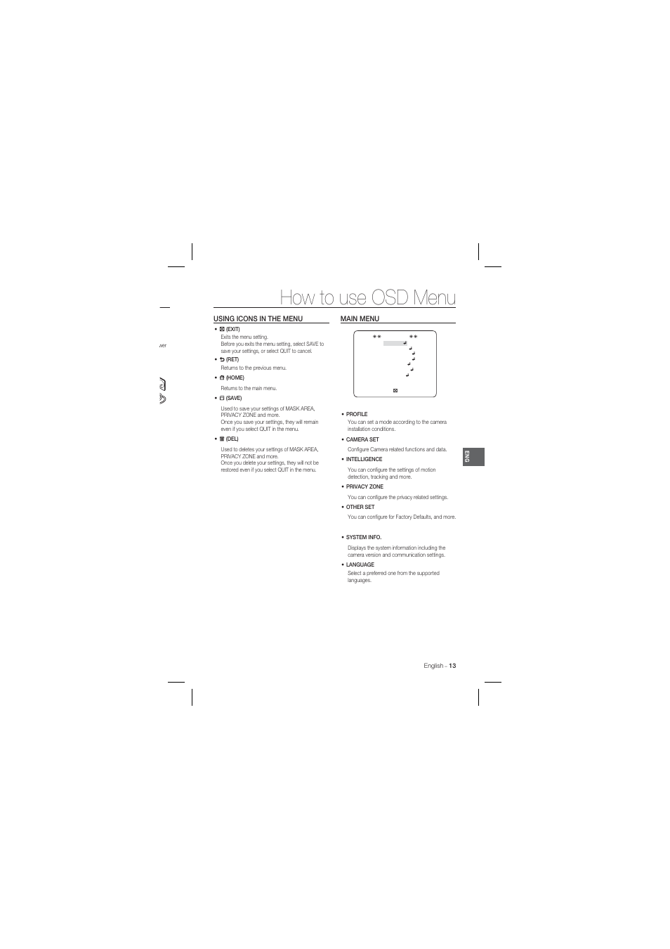 How to use osd menu | Samsung SCC-B1331 User Manual | Page 13 / 29