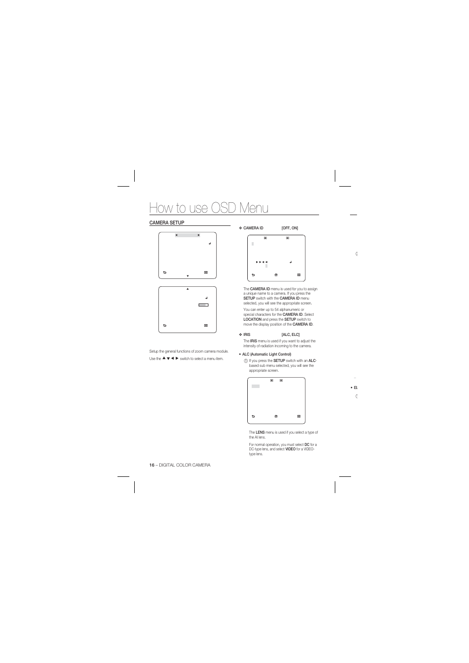 How to use osd menu | Samsung SCC-B1331 User Manual | Page 16 / 29