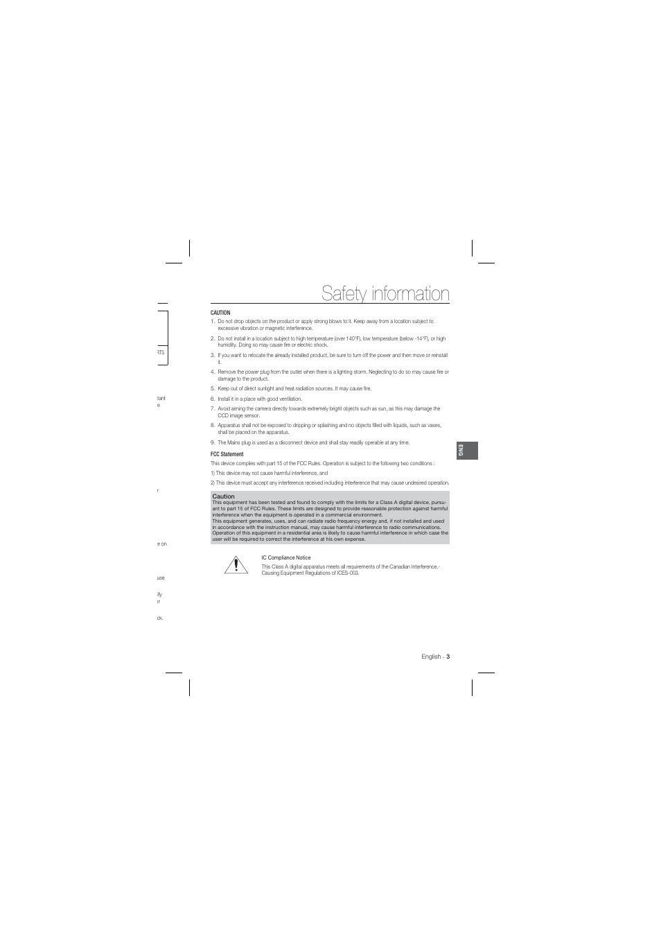 Safety information | Samsung SCC-B1331 User Manual | Page 3 / 29