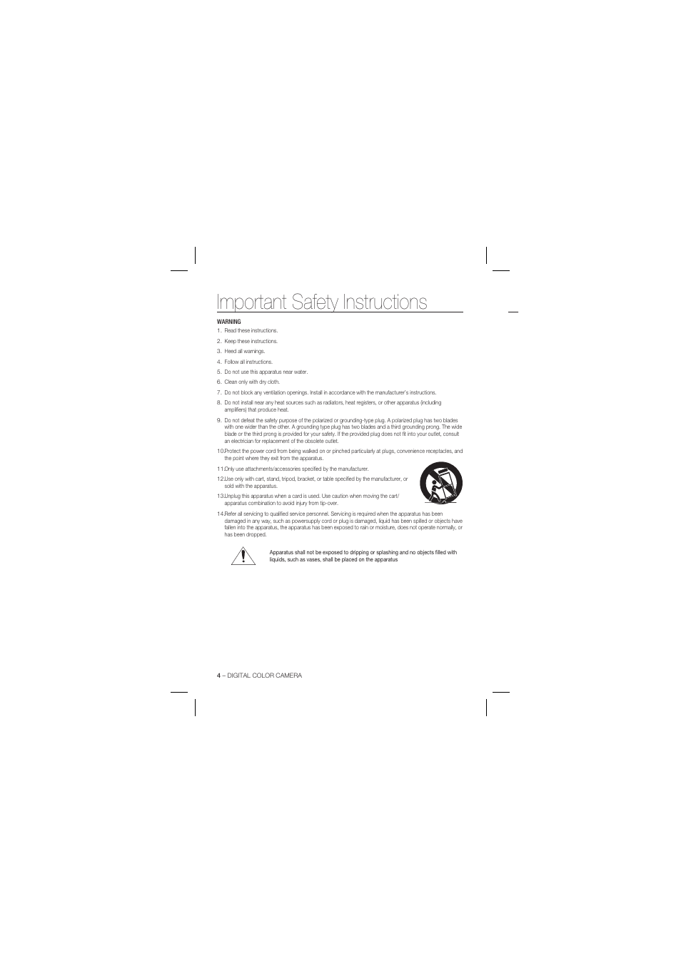 Important safety instructions | Samsung SCC-B1331 User Manual | Page 4 / 29