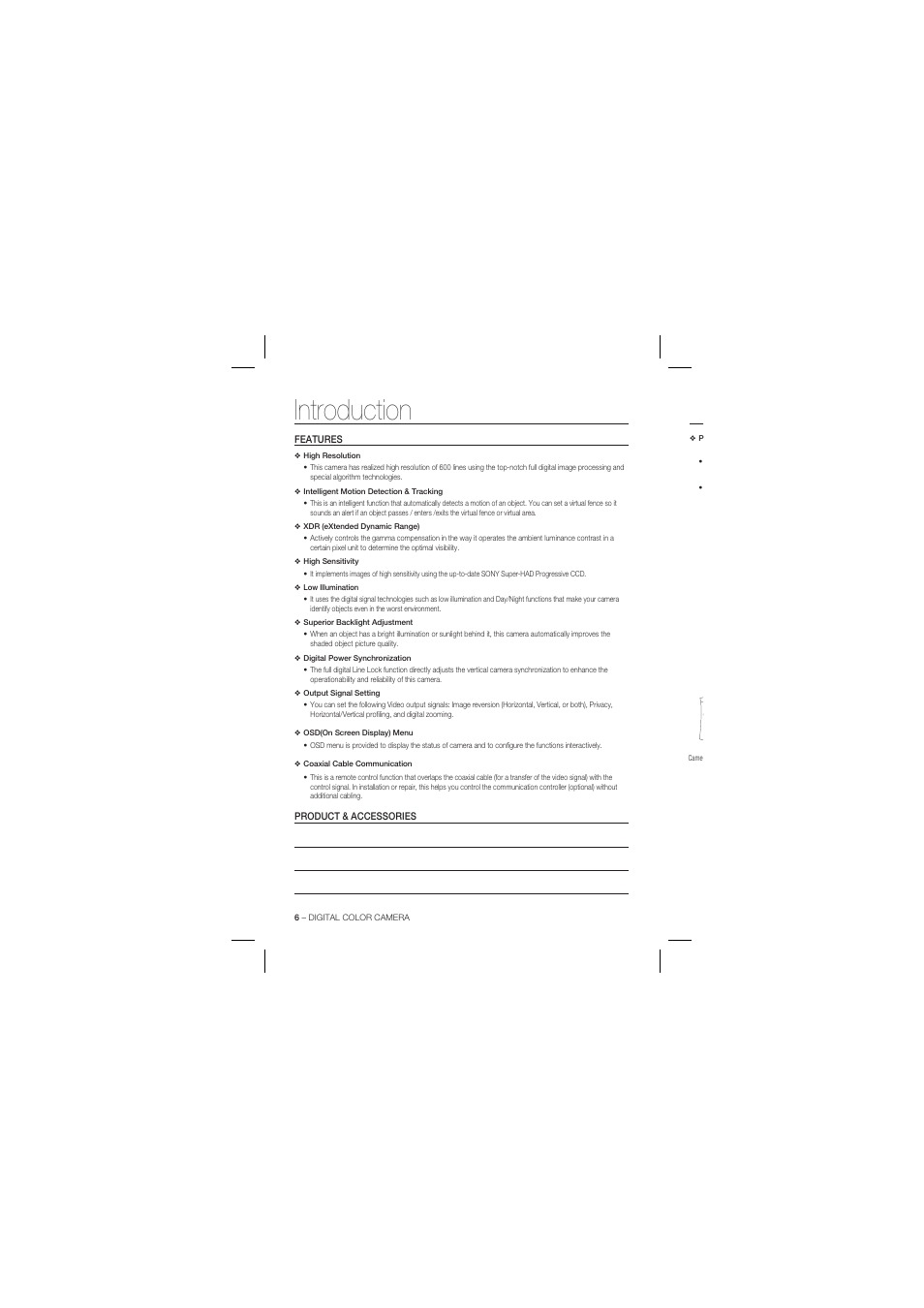 Introduction | Samsung SCC-B1331 User Manual | Page 6 / 29