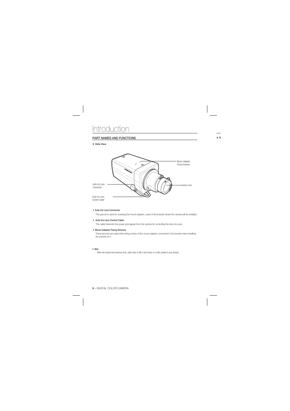 Introduction | Samsung SCC-B1331 User Manual | Page 8 / 29