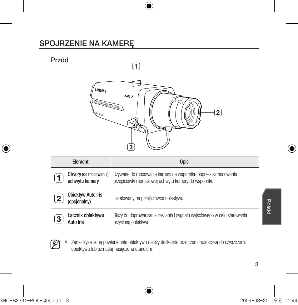 Spojrzenie na kamerę | Samsung SNC-B2331-FRA-QG User Manual | Page 101 / 126