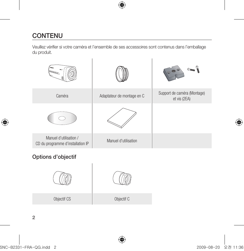 Contenu | Samsung SNC-B2331-FRA-QG User Manual | Page 16 / 126