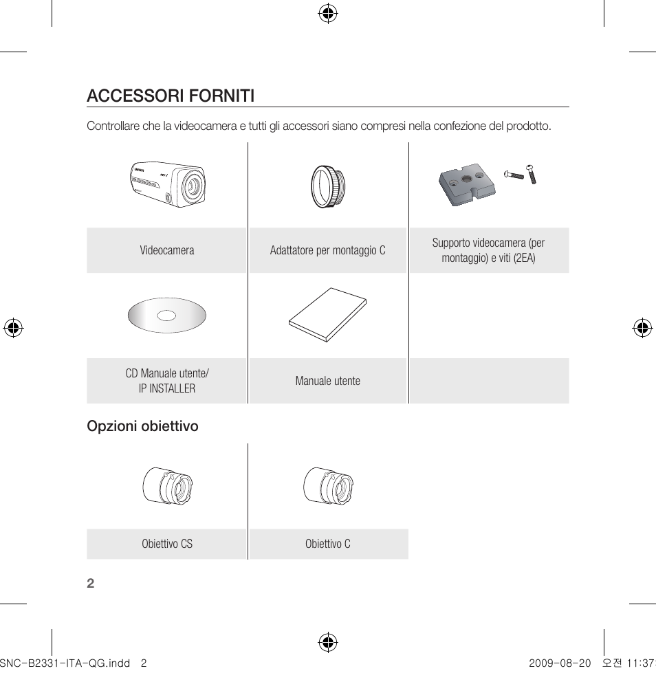 Accessori forniti | Samsung SNC-B2331-FRA-QG User Manual | Page 58 / 126
