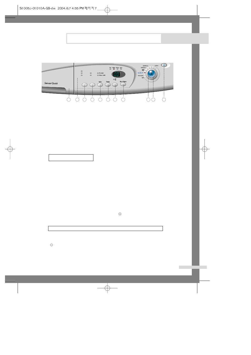 Washing a load of laundry, Overview of the control panel, Detergent dispenser 2. display panel | Wash button, Rinse button, Spin selection button, Temperature selection button, Delay start button, Door open button, Fuzzy control dial | Samsung S803J User Manual | Page 9 / 21