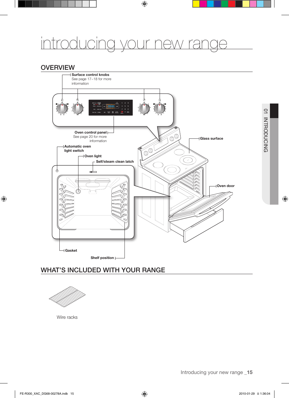 Introducing your new range, Overview what’s included with your range | Samsung FE-R300SX User Manual | Page 15 / 44