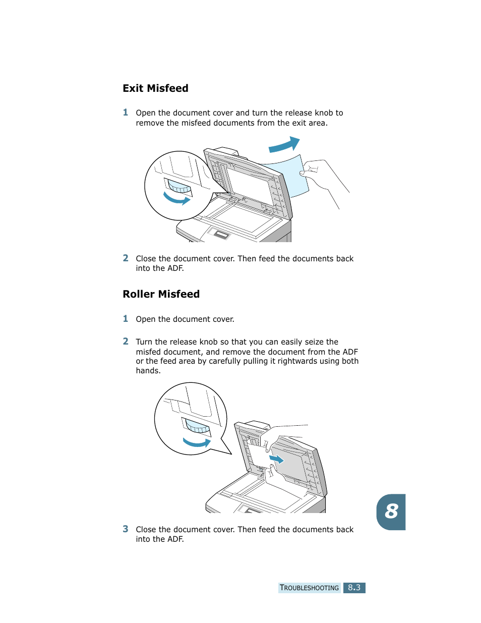 Exit misfeed roller misfeed | Samsung SCX-5112 User Manual | Page 104 / 127