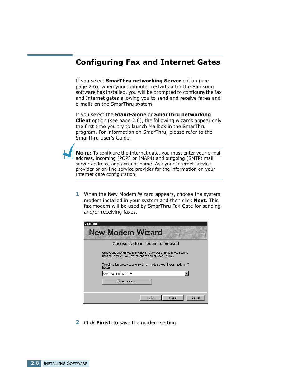 Configuring fax and internet gates | Samsung SCX-5112 User Manual | Page 43 / 127