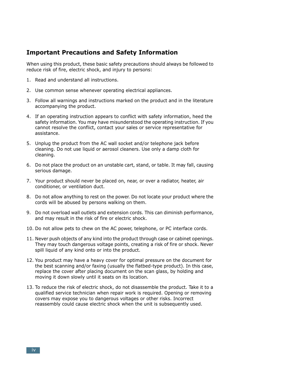Important precautions and safety information | Samsung SCX-5112 User Manual | Page 5 / 127