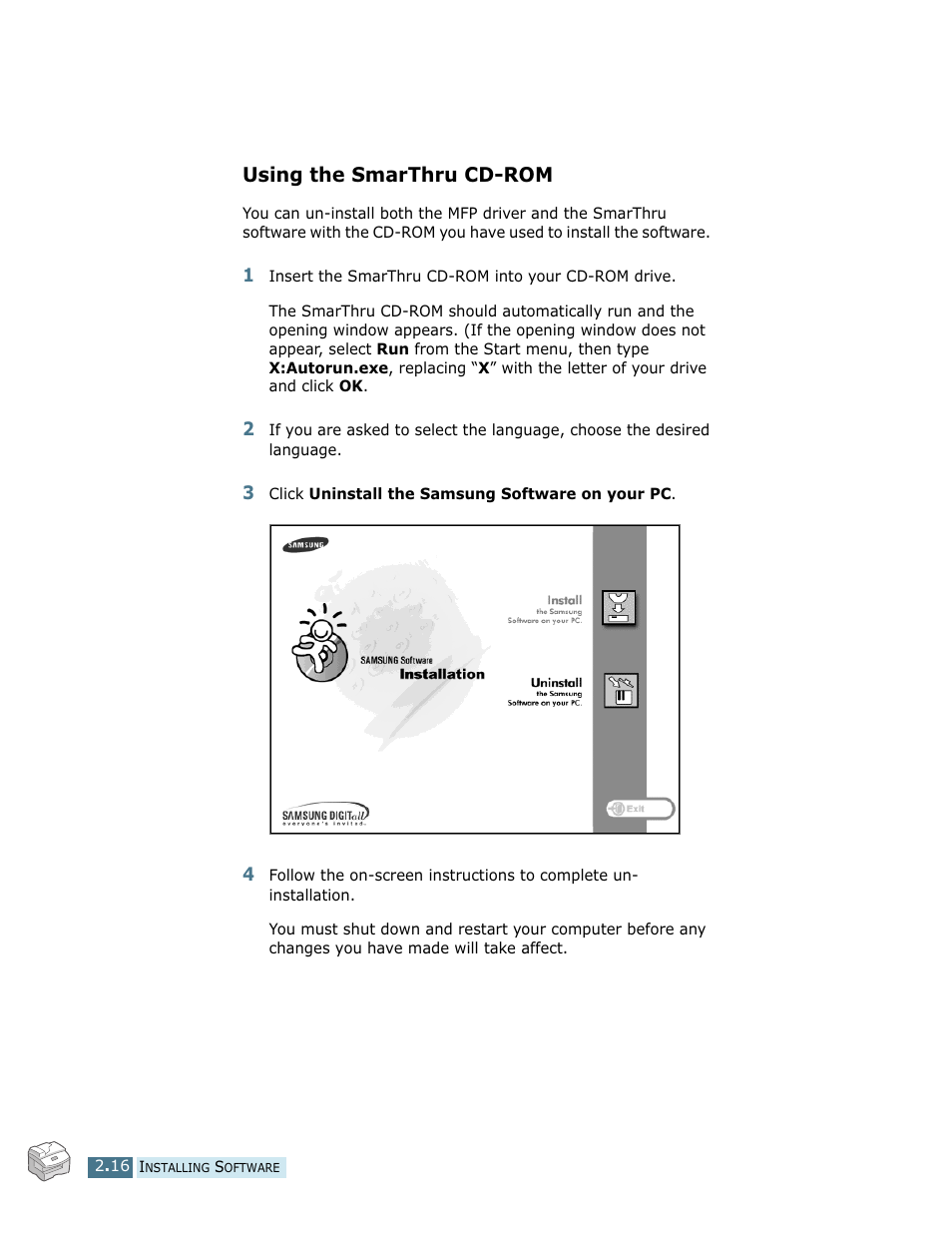 Using the smarthru cd-rom | Samsung SCX-5112 User Manual | Page 51 / 127