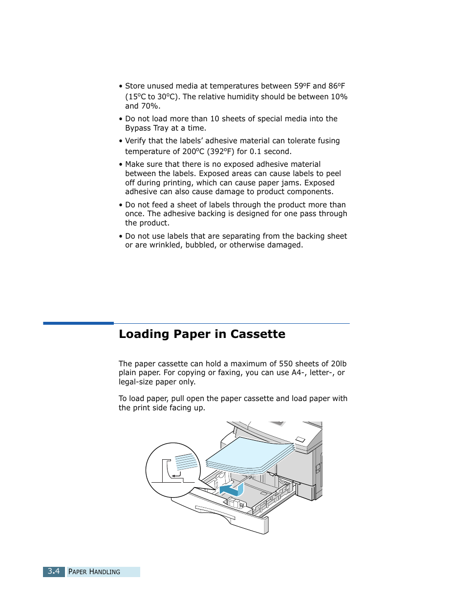 Loading paper in cassette | Samsung SCX-5112 User Manual | Page 55 / 127