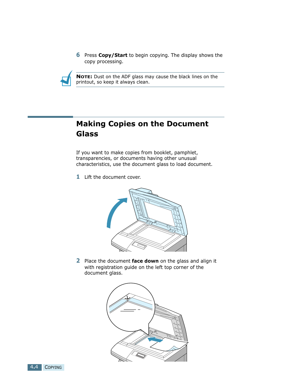 Making copies on the document glass | Samsung SCX-5112 User Manual | Page 65 / 127
