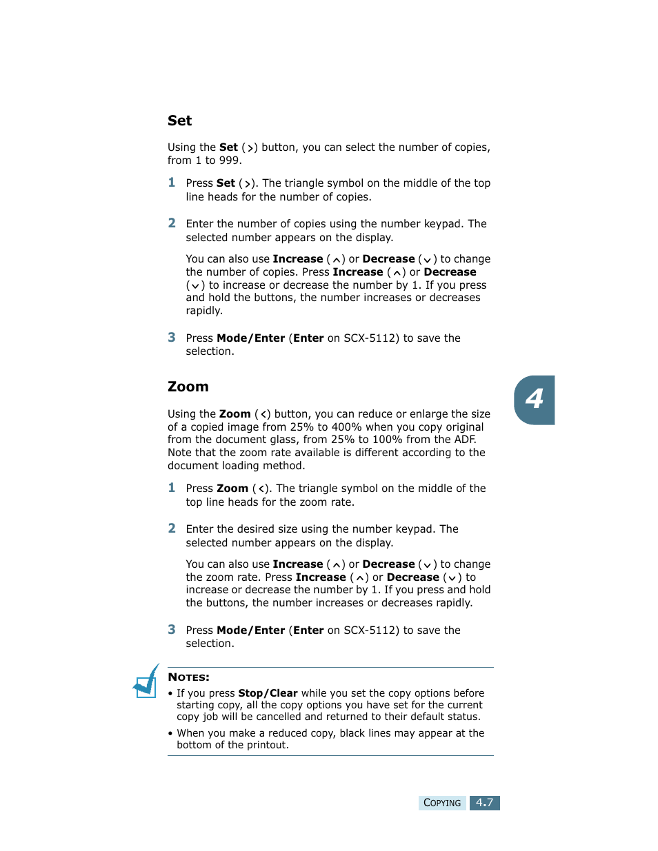 Set zoom, Zoom | Samsung SCX-5112 User Manual | Page 68 / 127