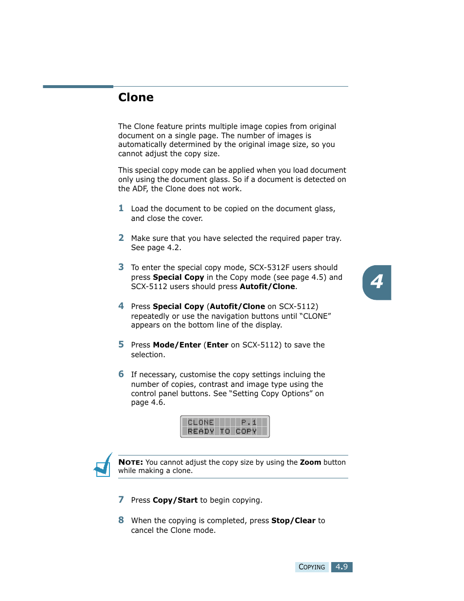 Clone | Samsung SCX-5112 User Manual | Page 70 / 127