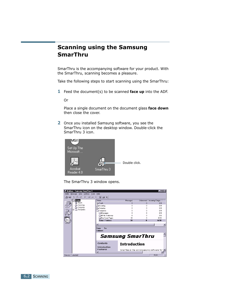 Scanning using the samsung smarthru | Samsung SCX-5112 User Manual | Page 87 / 127