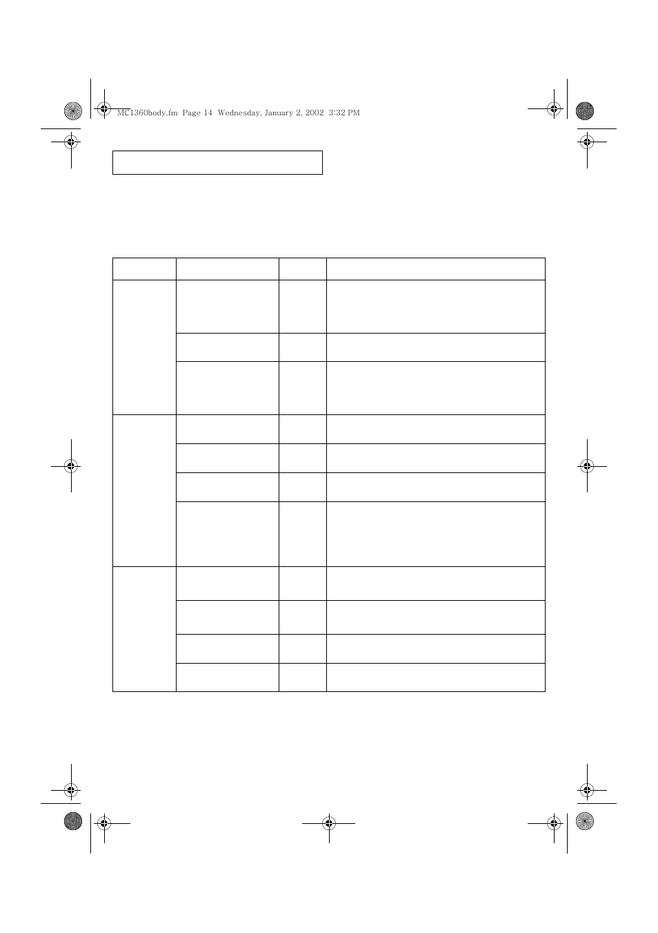 Auto cook chart, Remark | Samsung MC1360WA User Manual | Page 13 / 33