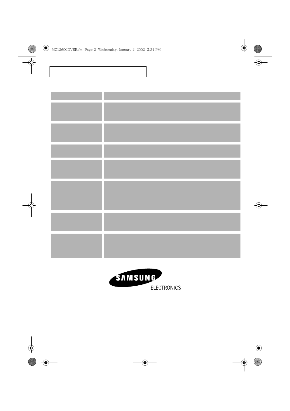 Samsung MC1360WA User Manual | Page 33 / 33