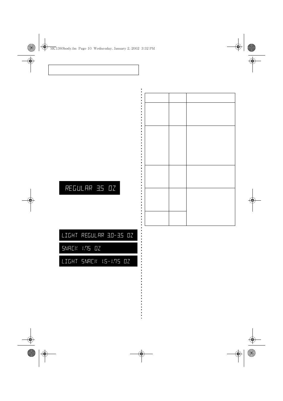 Using the help system, Using the instant cook buttons, Instant cook chart using the one minute+ button | Samsung MC1360WA User Manual | Page 9 / 33