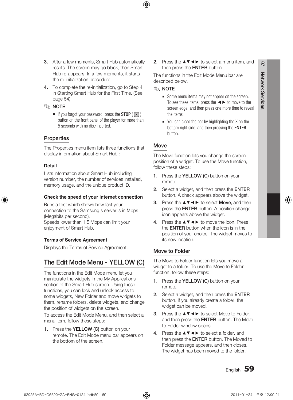 The edit mode menu - yellow (c) | Samsung BD-D6500 User Manual | Page 59 / 74