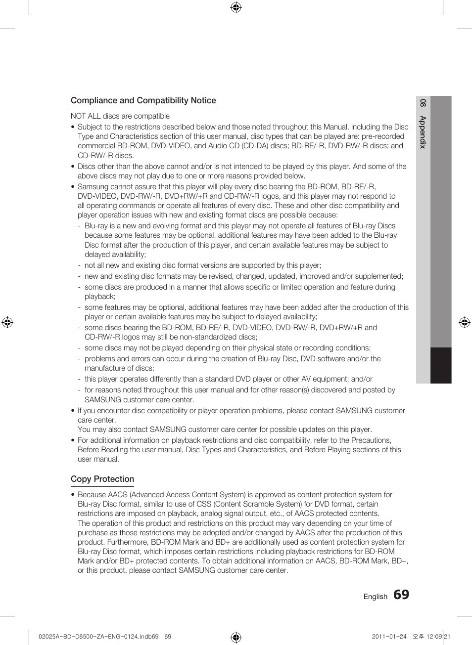 Samsung BD-D6500 User Manual | Page 69 / 74