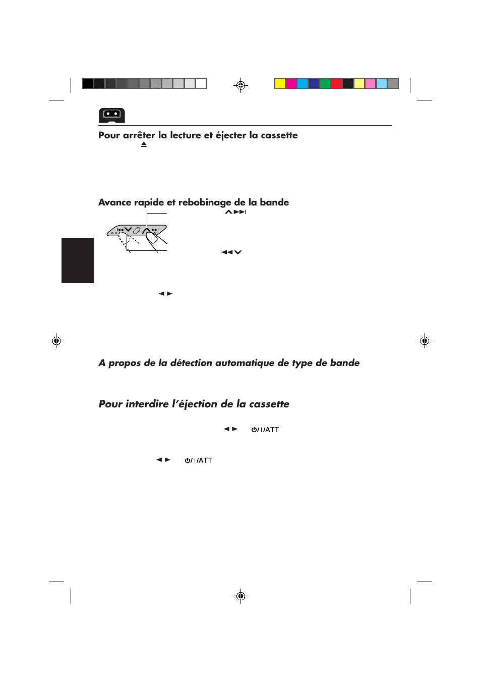 Pour interdire l’éjection de la cassette | JVC KS-FX840R User Manual | Page 110 / 186