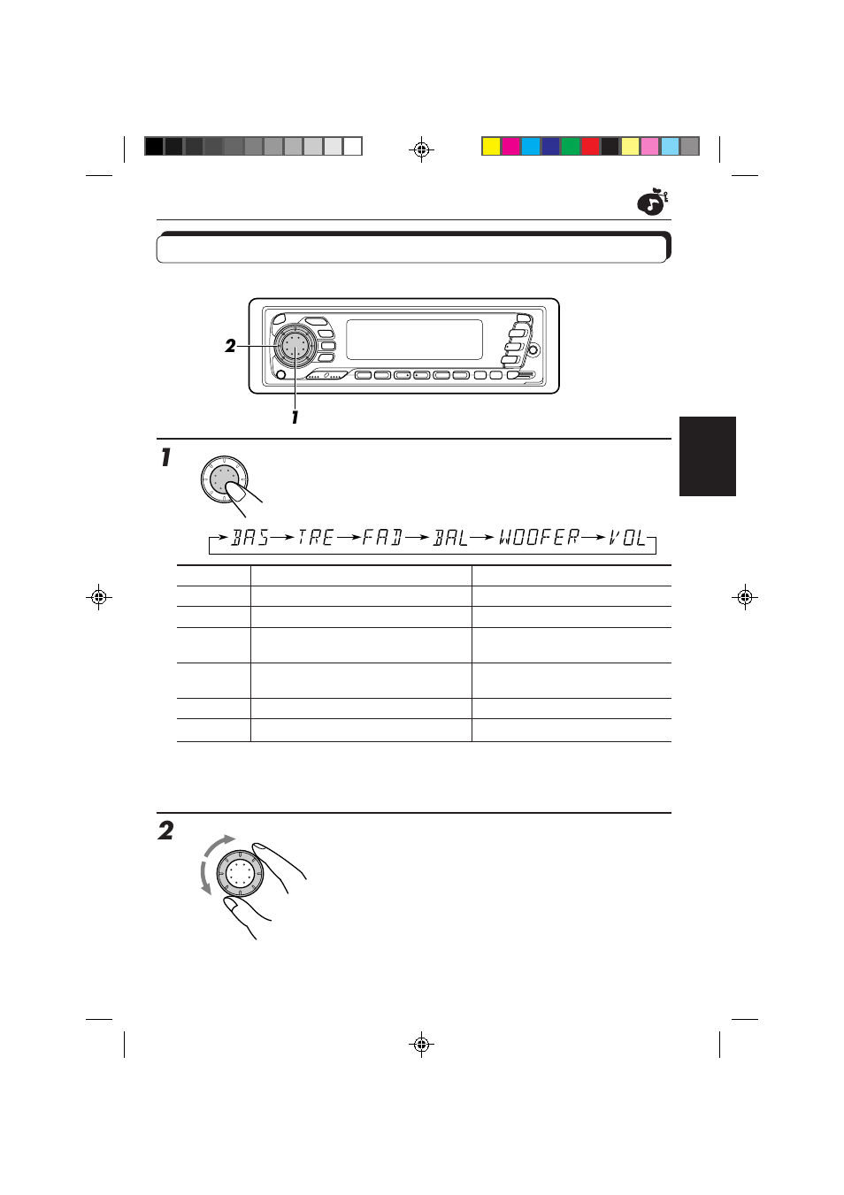 Ajustement du son, Choisissez l’élément que vous souhaitez ajuster, Ajustez le niveau | JVC KS-FX840R User Manual | Page 115 / 186