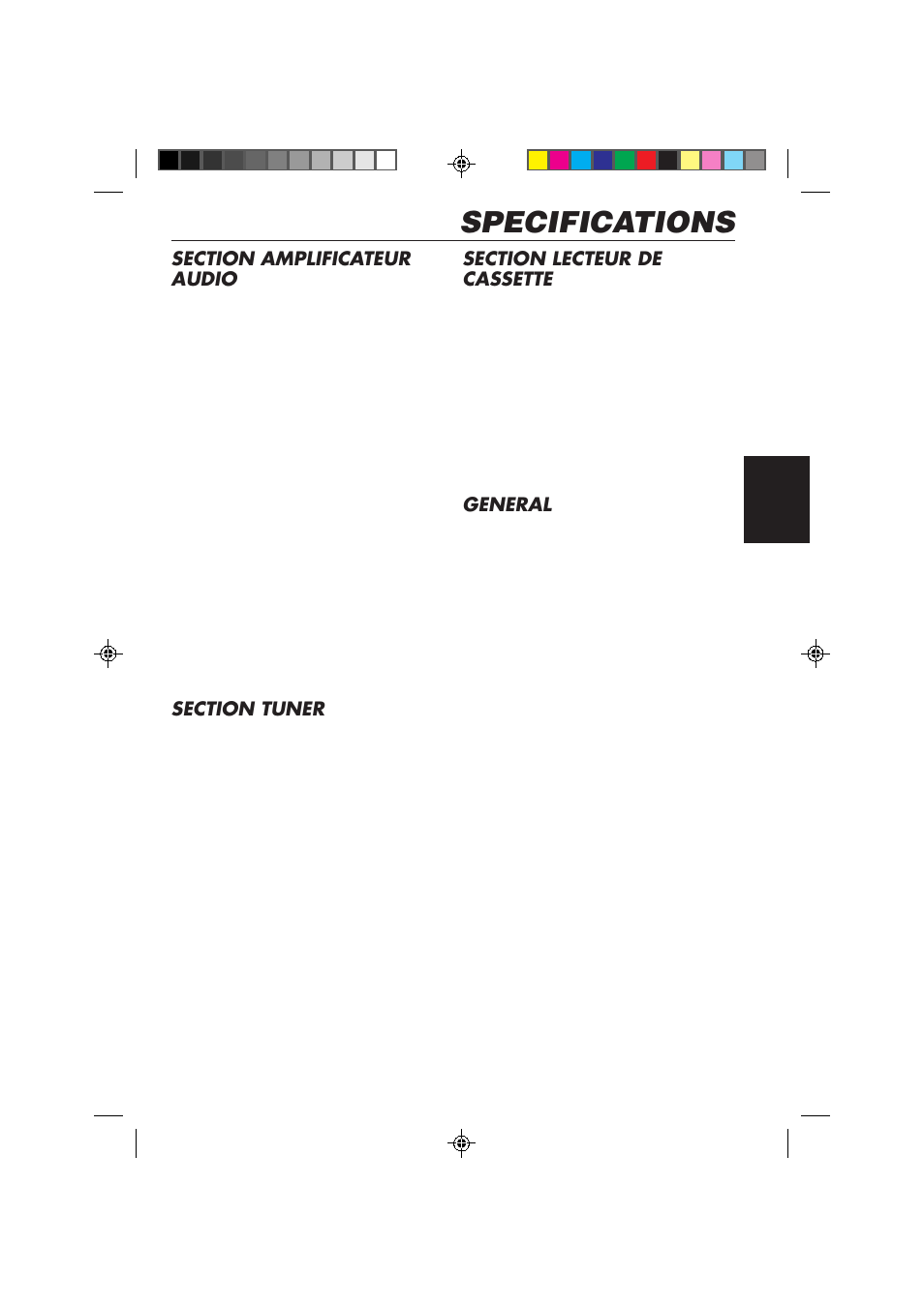 Specifications, General | JVC KS-FX840R User Manual | Page 139 / 186