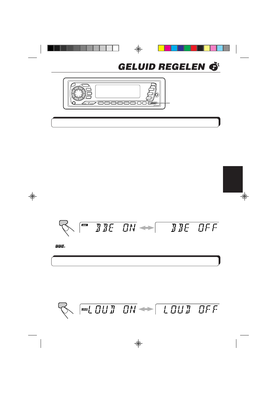 Geluid regelen, De functie bbe in- en uitschakelen, De functie voor de luidsterkte in- en uitschakelen | JVC KS-FX840R User Manual | Page 159 / 186
