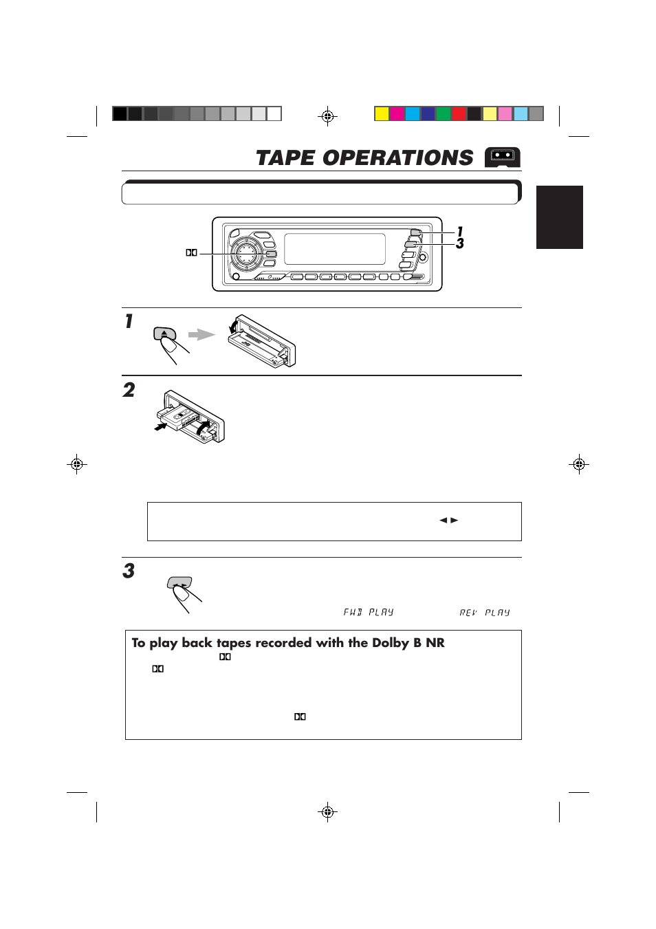 Tape operations, Listening to a tape | JVC KS-FX840R User Manual | Page 17 / 186