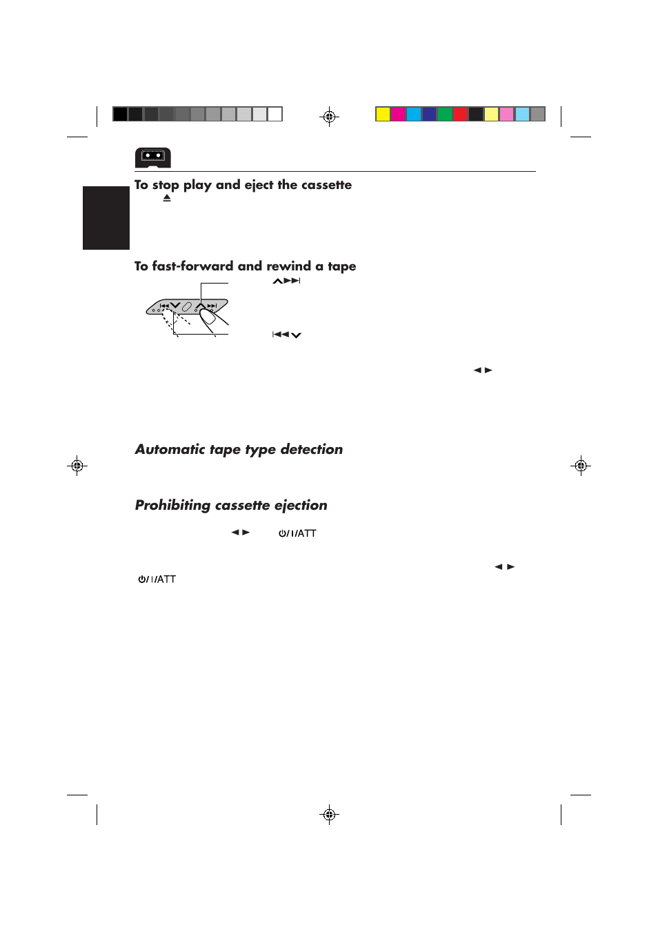Automatic tape type detection, Prohibiting cassette ejection | JVC KS-FX840R User Manual | Page 18 / 186