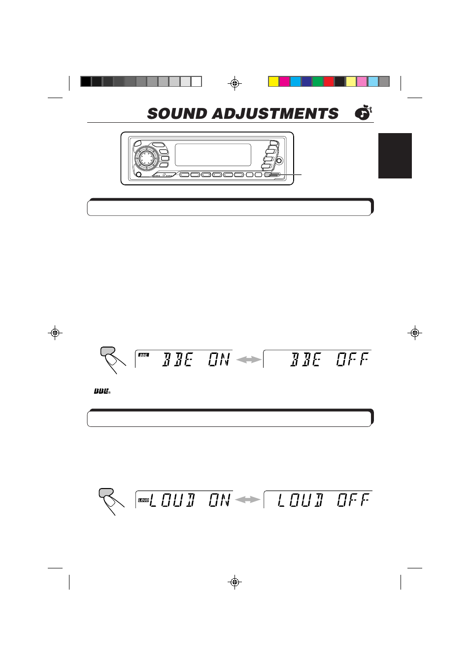 Sound adjustments, Turning on/off the bbe function, Turning on/off the loudness function | JVC KS-FX840R User Manual | Page 21 / 186