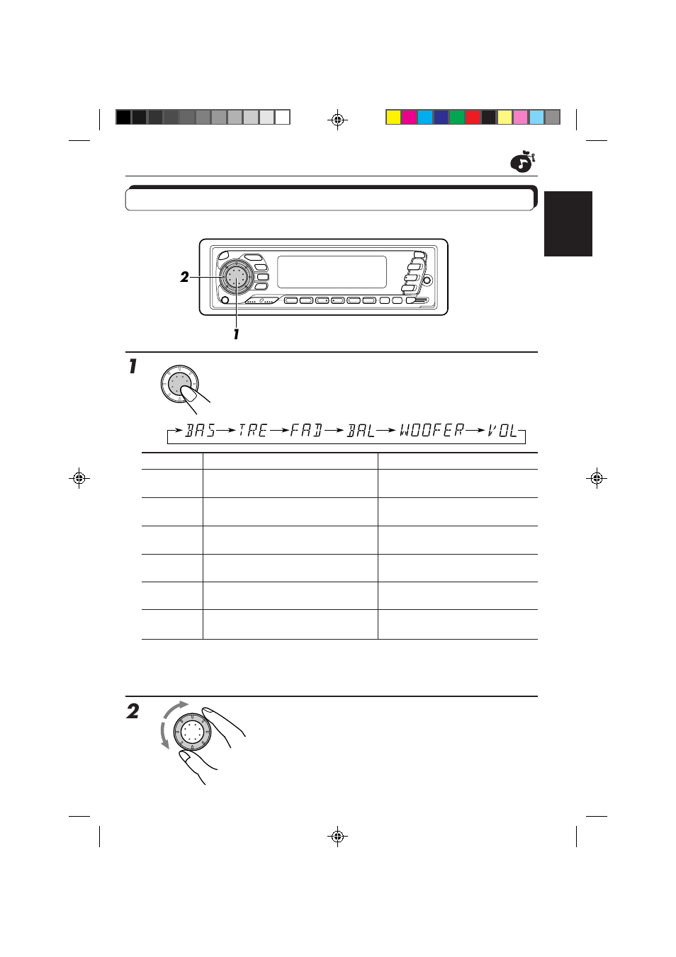 Adjusting the sound, Select the item you want to adjust, Adjust the level | JVC KS-FX840R User Manual | Page 23 / 186