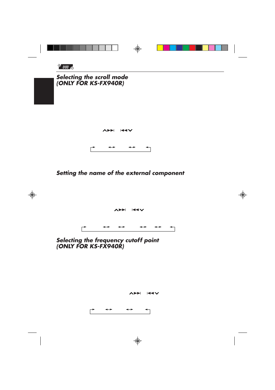 Selecting the scroll mode (only for ks-fx940r), Setting the name of the external component | JVC KS-FX840R User Manual | Page 32 / 186